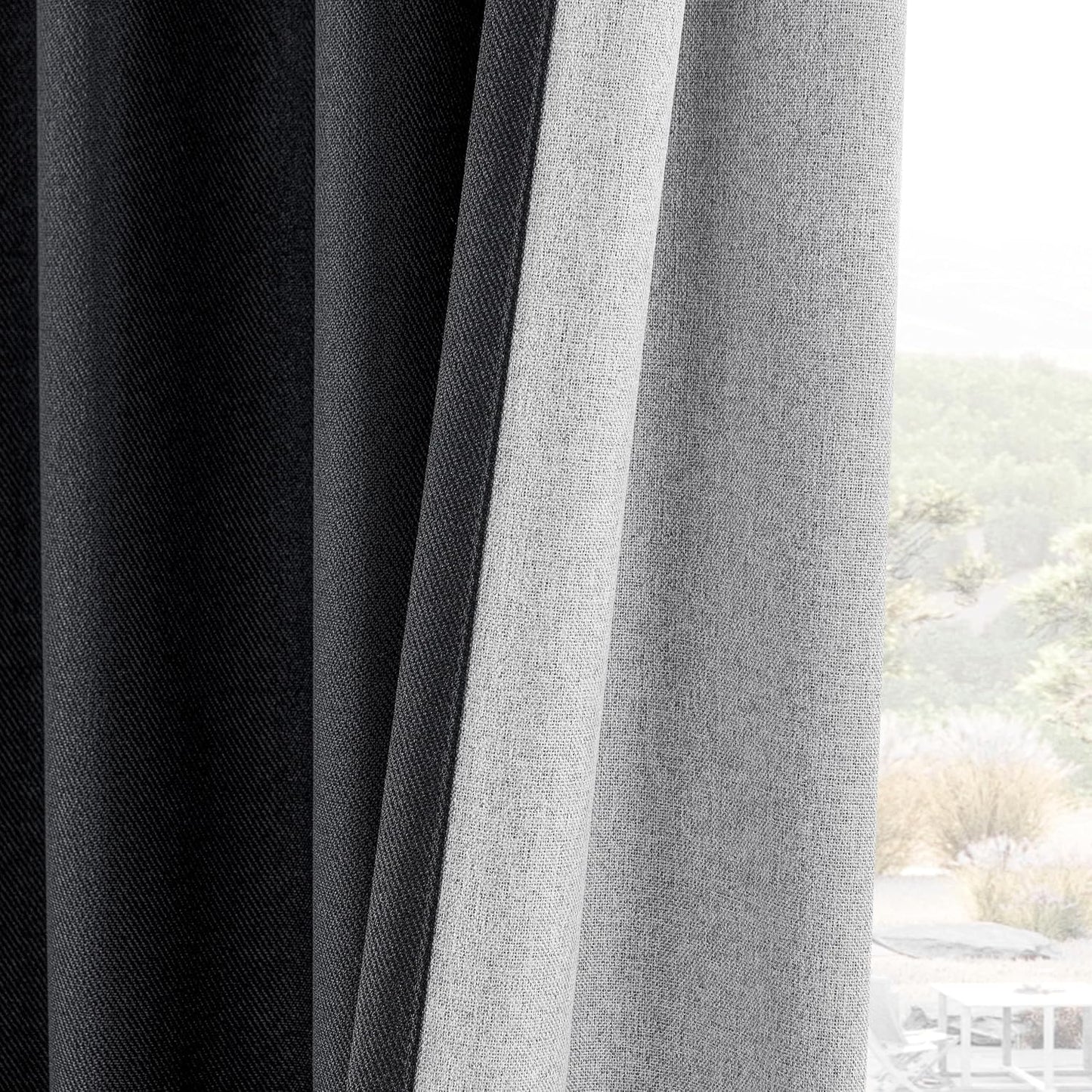 Joydeco Faux Linen Blackout Curtains for Bedroom,Black Blackout Curtains 108 inches Long,100% Blackout Solid Thermal Insulated Window Drapes Luxury Decor for Living Room（W52xL108 Inch,Black）