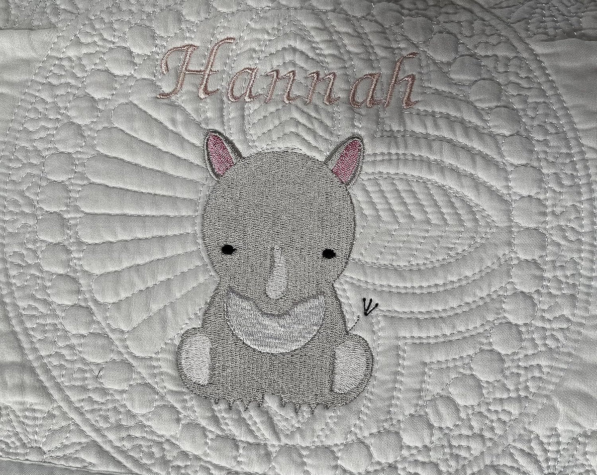 Personalized Baby Blanket Quilt | Monogrammed Blankets for Boys and Girls | Embroidered Baby Gifts | Rhino